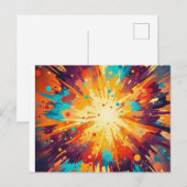 Cosmic Burst Abstract Splatter Art ポストカード (正面/裏面)