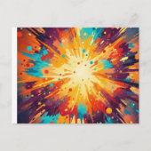 Cosmic Burst Abstract Splatter Art ポストカード (正面)