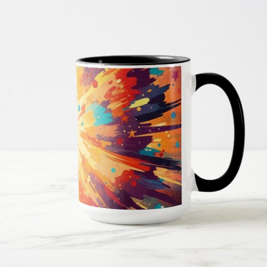 Cosmic Burst Abstract Splatter Art マグカップ (右)