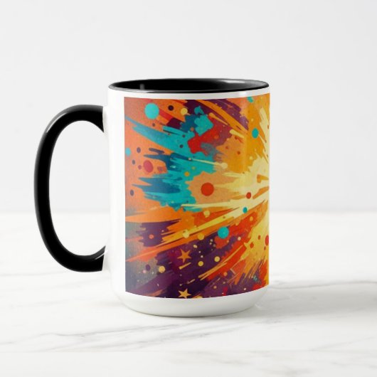 Cosmic Burst Abstract Splatter Art マグカップ (左)