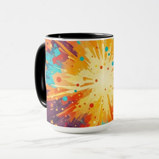 Cosmic Burst Abstract Splatter Art マグカップ (正面左)