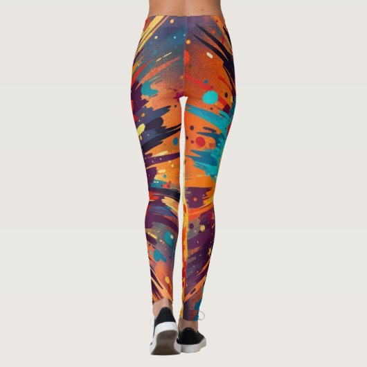 Cosmic Burst Abstract Splatter Art レギンス (裏面)