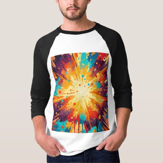 Cosmic Burst Abstract Splatter Art Tシャツ (正面)