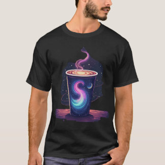 Cosmic Caffeine | 銀河星雲渦巻コーヒーカップ Tシャツ
