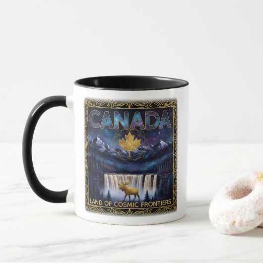 Cosmic Canada Nature Celestial Art マグカップ (ドーナツ)