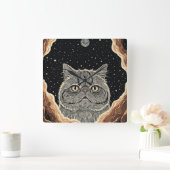 Cosmic Cat スクエア壁時計 (ホーム)