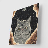 Cosmic Cat スクエア壁時計 (傾斜)