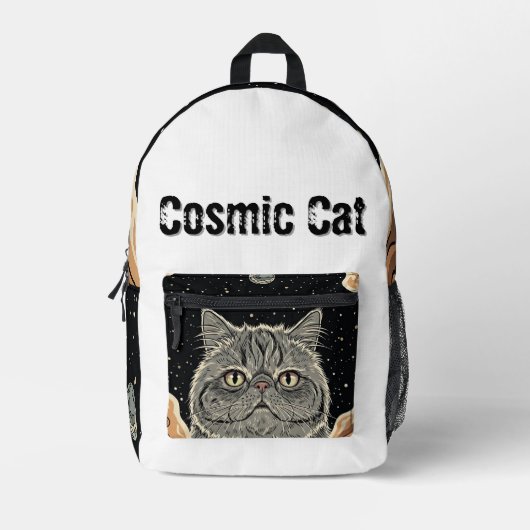 Cosmic Cat プリントバックパック (正面)