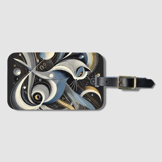 Cosmic Cat Abstract Celestial Drawstring Bag ラゲッジタグ (正面横)