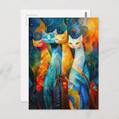 Cosmic Cat Art with Stellar Background ポストカード (正面/裏面)