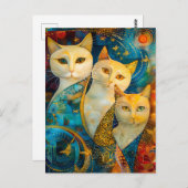 Cosmic Cat Art with Stellar Background ポストカード (正面/裏面)