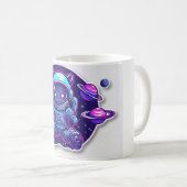 Cosmic Cat Astronaut – Neon Space Explorer Coffee  コーヒーマグカップ (正面右)