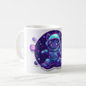 Cosmic Cat Astronaut – Neon Space Explorer Coffee  コーヒーマグカップ (正面左)