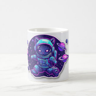 Cosmic Cat Astronaut – Neon Space Explorer Coffee  コーヒーマグカップ