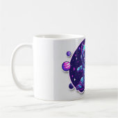 Cosmic Cat Astronaut – Neon Space Explorer Coffee  コーヒーマグカップ (左)