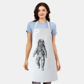 Cosmic Cat Astronaut Tee エプロン (着用した状態)