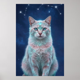 Cosmic Cat Constellation Galaxy Art Poster ポスター
