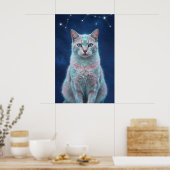 Cosmic Cat Constellation Galaxy Art Poster ポスター (キッチン)