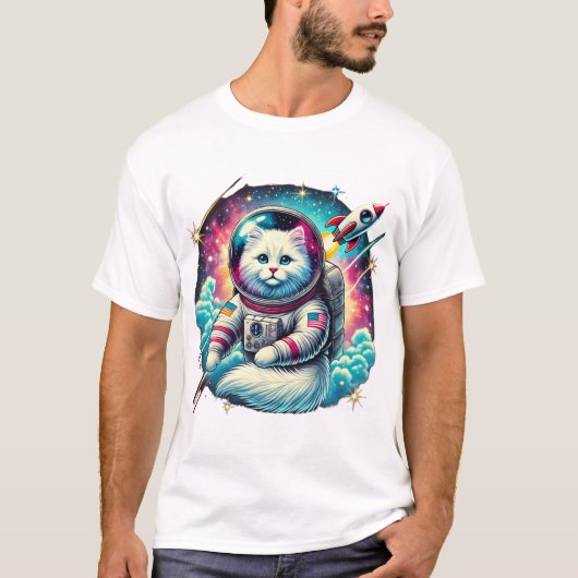 Cosmic Cat Explorer -宇宙子猫冒険 Tシャツ (正面)