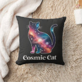 Cosmic Cat Silhouette Galaxy Space Stars Celestial クッション (ブランケット)