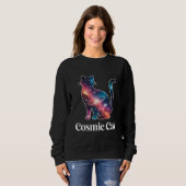 Cosmic Cat Silhouette Galaxy Space Stars Celestial スウェットシャツ (正面フル)