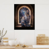 Cosmic Cat Star Window ポスター (キッチン)
