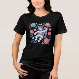 Cosmic Catstronaut in Neon Space Vaporwave トライブレンドＴシャツ
