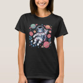 Cosmic Catstronaut in Neon Space Vaporwave Tシャツ (正面)