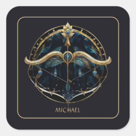 Cosmic Centaur Zodiac Sign Black Gold Sagittarius スクエアシール
