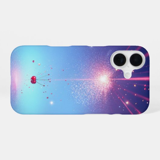Cosmic Cherry Phone Case - Celestial Light Burst iPhone 16ケース (裏面横)