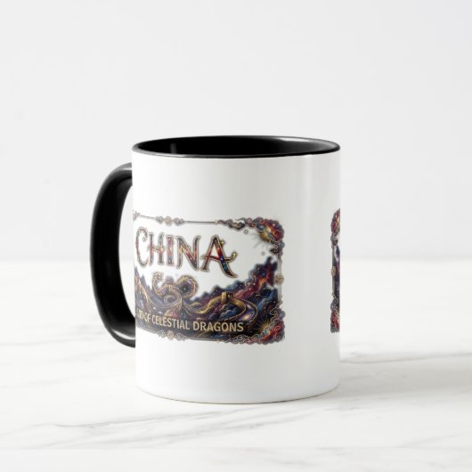 Cosmic China Dragon Great Wall マグカップ (正面左)