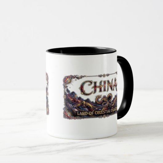 Cosmic China Dragon Great Wall マグカップ (正面右)