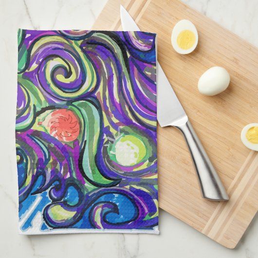 Cosmic Christmas Tree キッチンタオル (四つ折り)