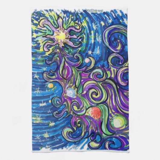 Cosmic Christmas Tree キッチンタオル (縦)