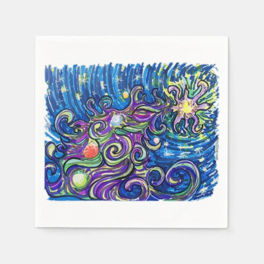 Cosmic Christmas Tree スタンダードカクテルナプキン (正面)
