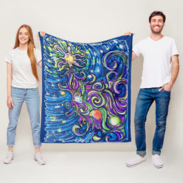 Cosmic Christmas Tree フリースブランケット