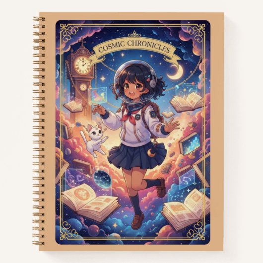 Cosmic Chronicles Astronaut Anime Girl Journal ノートブック (正面)