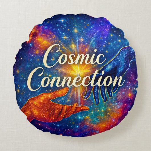 🪐 Cosmic Connection Decorative Pillow ラウンドクッション (正面)