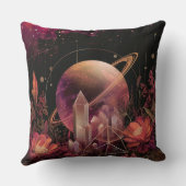 Cosmic Crystal Ringed Planet Fantasy Art (4) クッション (裏面)