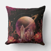 Cosmic Crystal Ringed Planet Fantasy Art (4) クッション (正面)