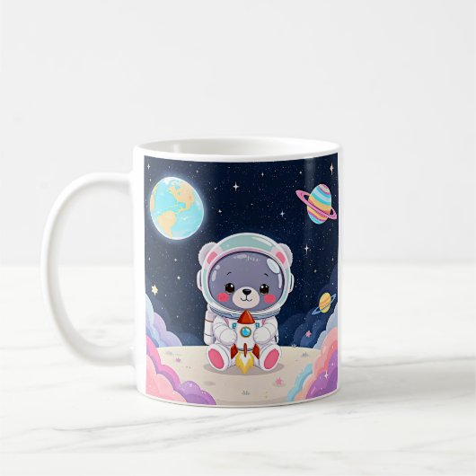 Cosmic Cuddle Astronaut Bear コーヒーマグカップ (左)