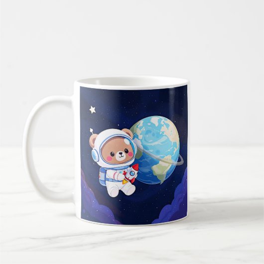 Cosmic Cuddle Astronaut Bear コーヒーマグカップ (左)