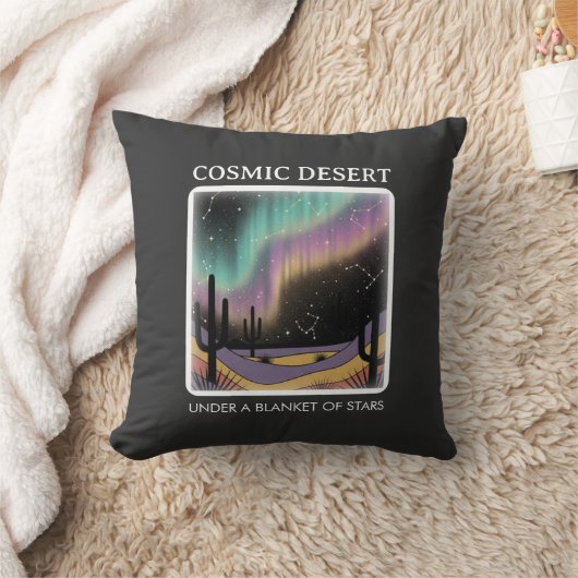 Cosmic Desert Aurora • Retro Western Night Sky クッション (ブランケット)