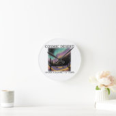 Cosmic Desert Aurora • Western Retro (NO NUMBERS) ラウンド壁時計 (ホーム)