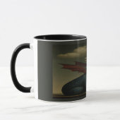 Cosmic Dragon and White Kitten Surreal Art Mug マグカップ (左)