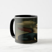 Cosmic Dragon and White Kitten Surreal Art Mug マグカップ (正面左)