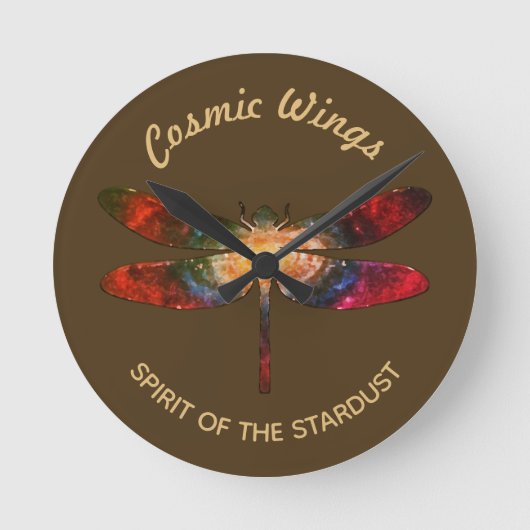 Cosmic Dragonfly • Galaxy Wings (数字なし) ラウンド壁時計 (正面)