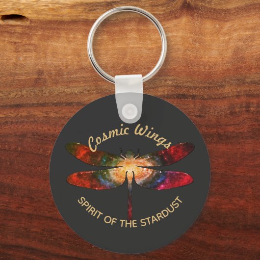 Cosmic Dragonfly • Galaxy Wings & Nebula Trails キーホルダー (正面)