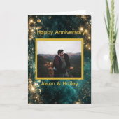 Cosmic Dreamscape Golden Sparkles Custom Photo カード (正面)