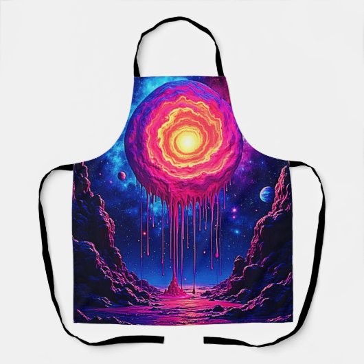 Cosmic Dripping Planet Art エプロン (正面)